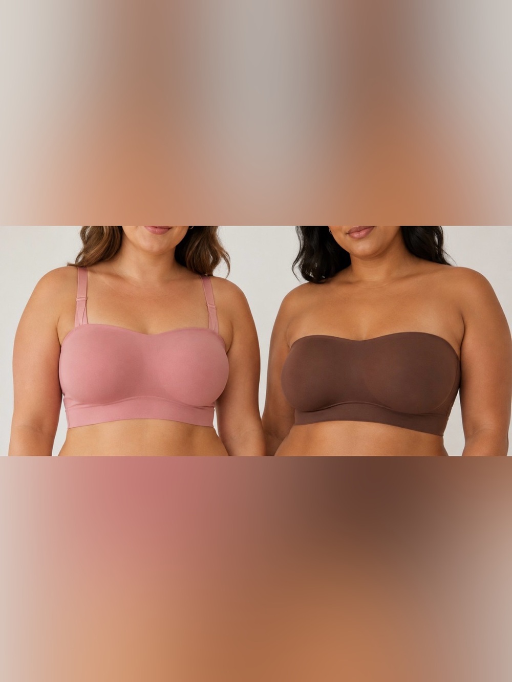 2-pack, Breezies Bonded Bandeau Bra, Rose Amber XL Convertible Straps A693065